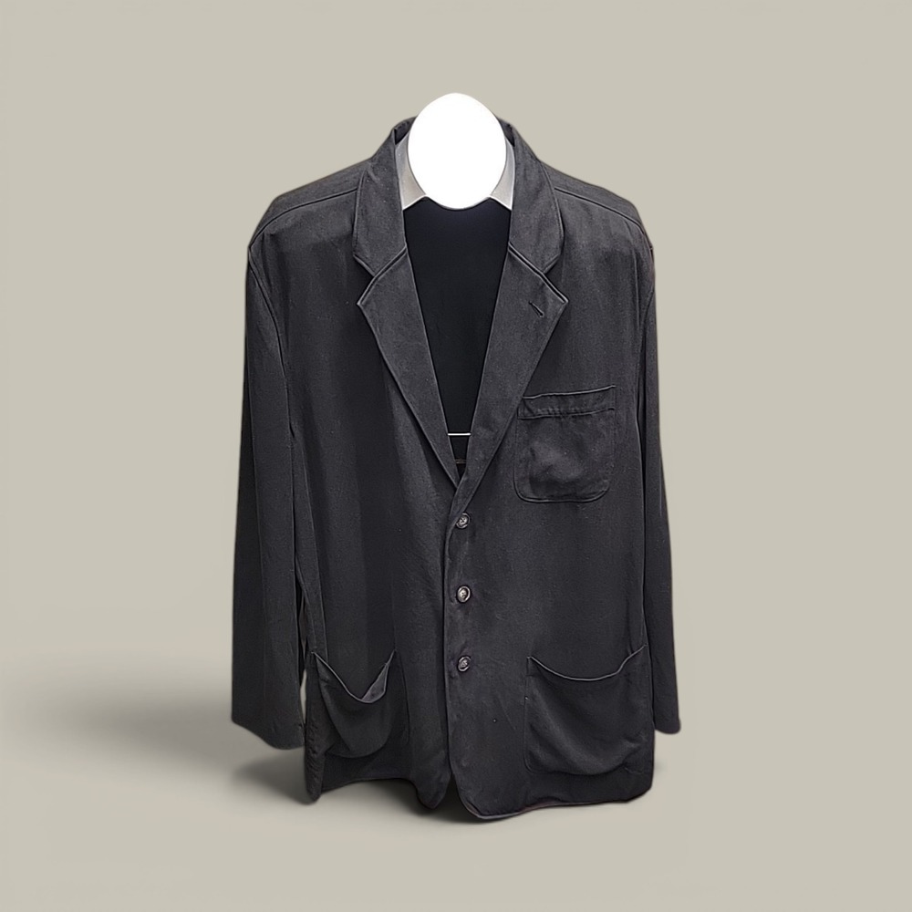Tommy Bahama Jacket Mens XL Black Silk Blazer Sport Coat Travel Lightweight